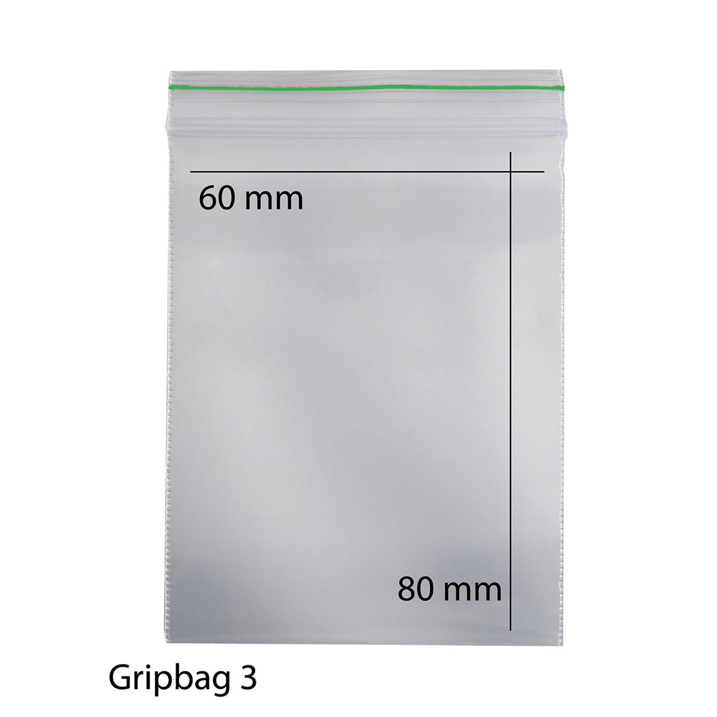 Zip Bag 60 x 80 x 0.05 mm Green Line 1000 Pcs