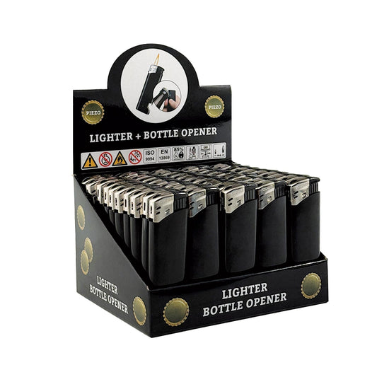 Display Electronic Lighter with Bottle Opener Black 50 Pcs