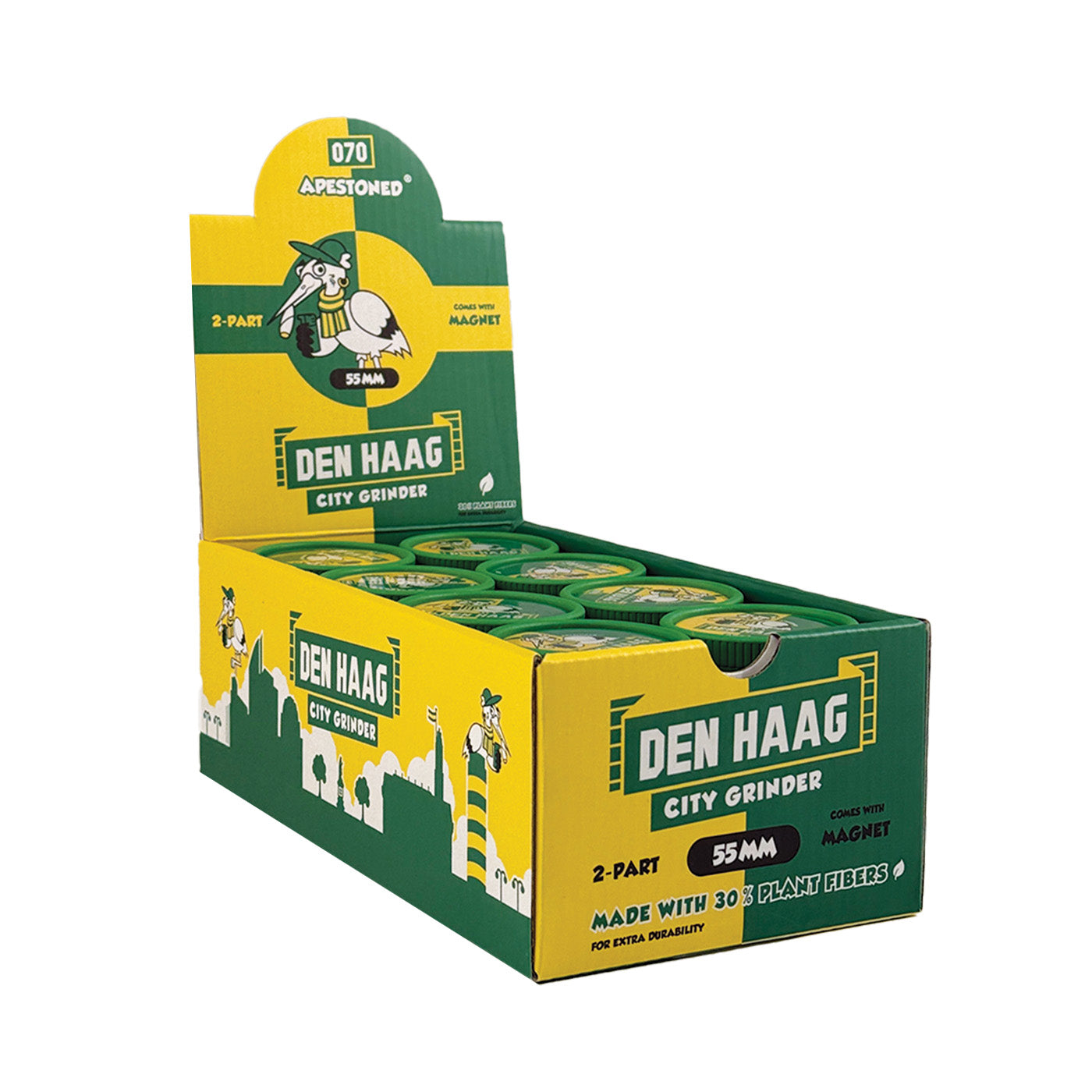 Display Bio-degradable Grinder met Magneet 55 mm Den Haag 24 St.