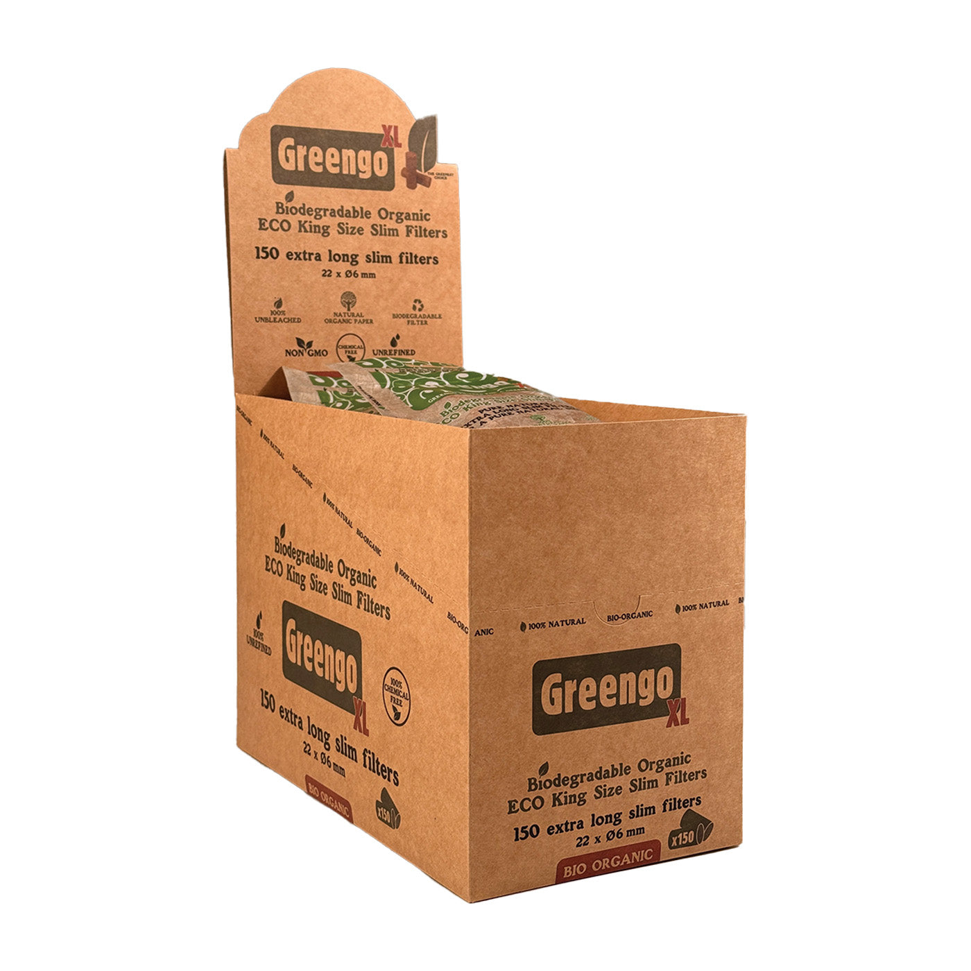 Display Greengo Bio Organic 6 x 22 mm XL Filters 20 x 150 Pcs ...