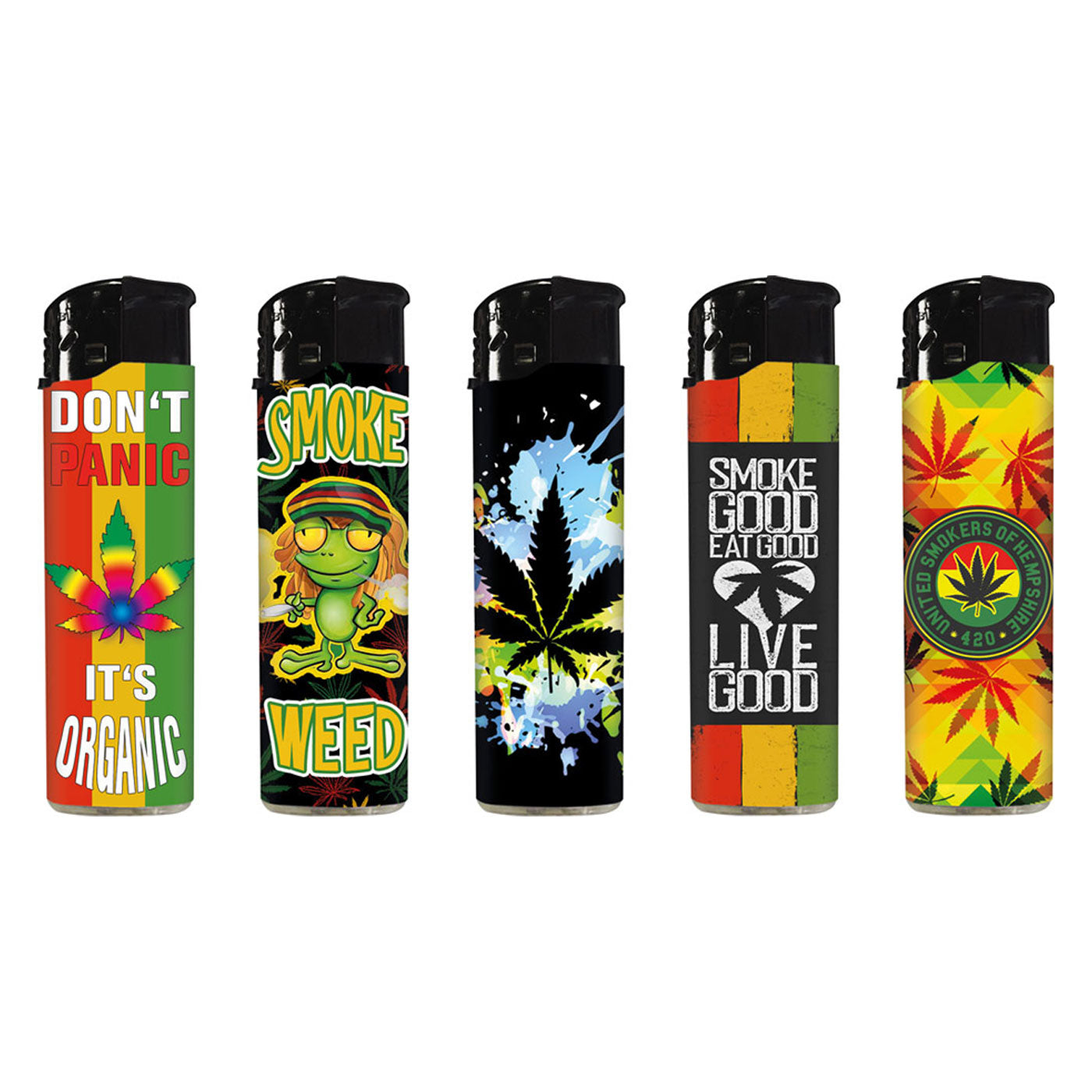 Display biflame lighters Jamaican style 50 pcs