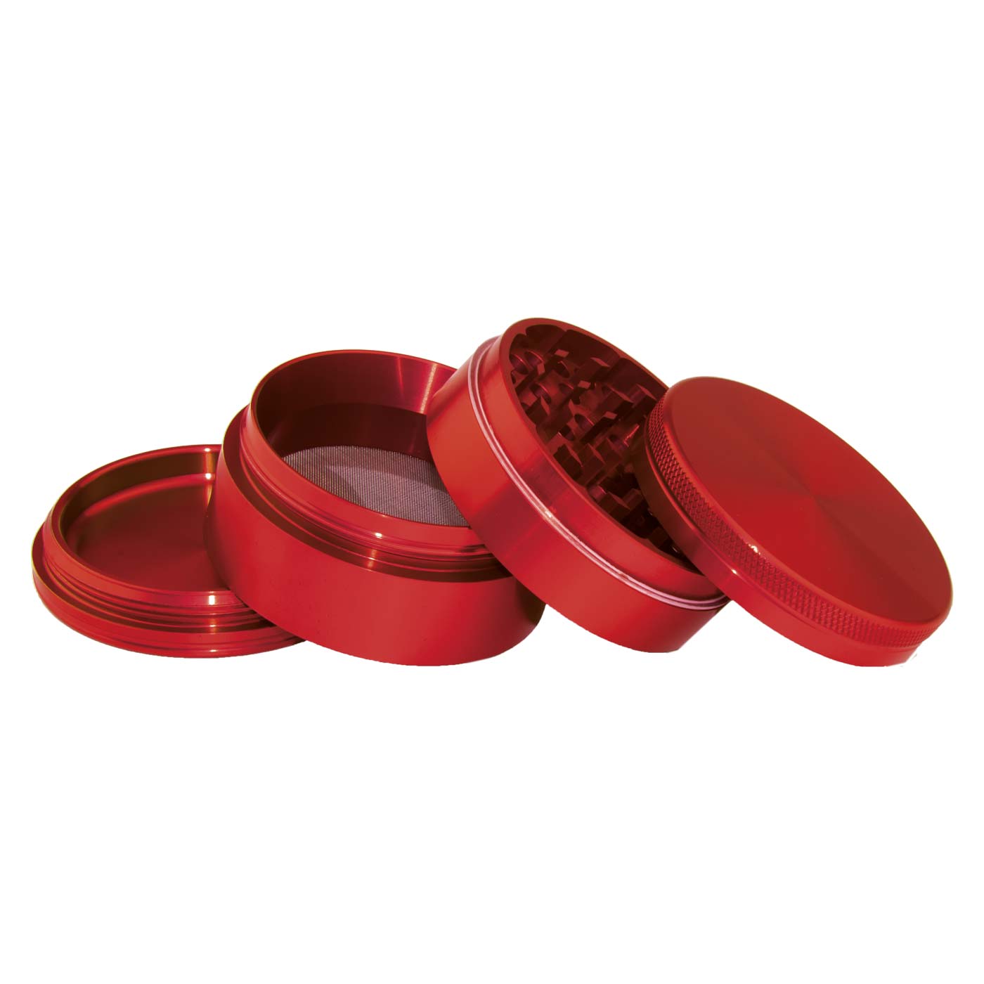 Aluminum grinder red 4 parts 63 mm