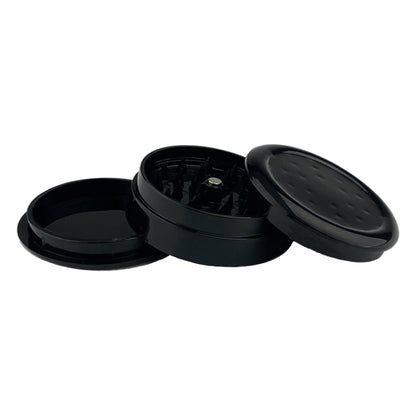 Acrylic grinder with stash comp full-black 3-parts 60mm
