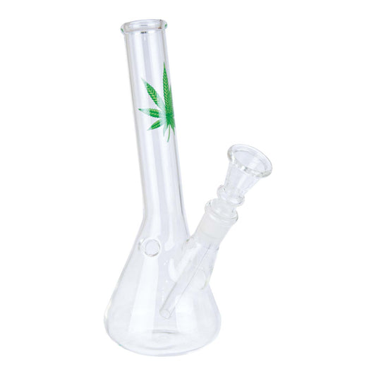 Green leaf small straight glass bong 18 cm