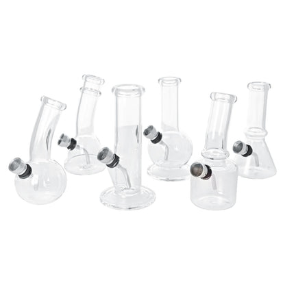 Display small glass bongs assorted shapes 13 cm 6 pcs