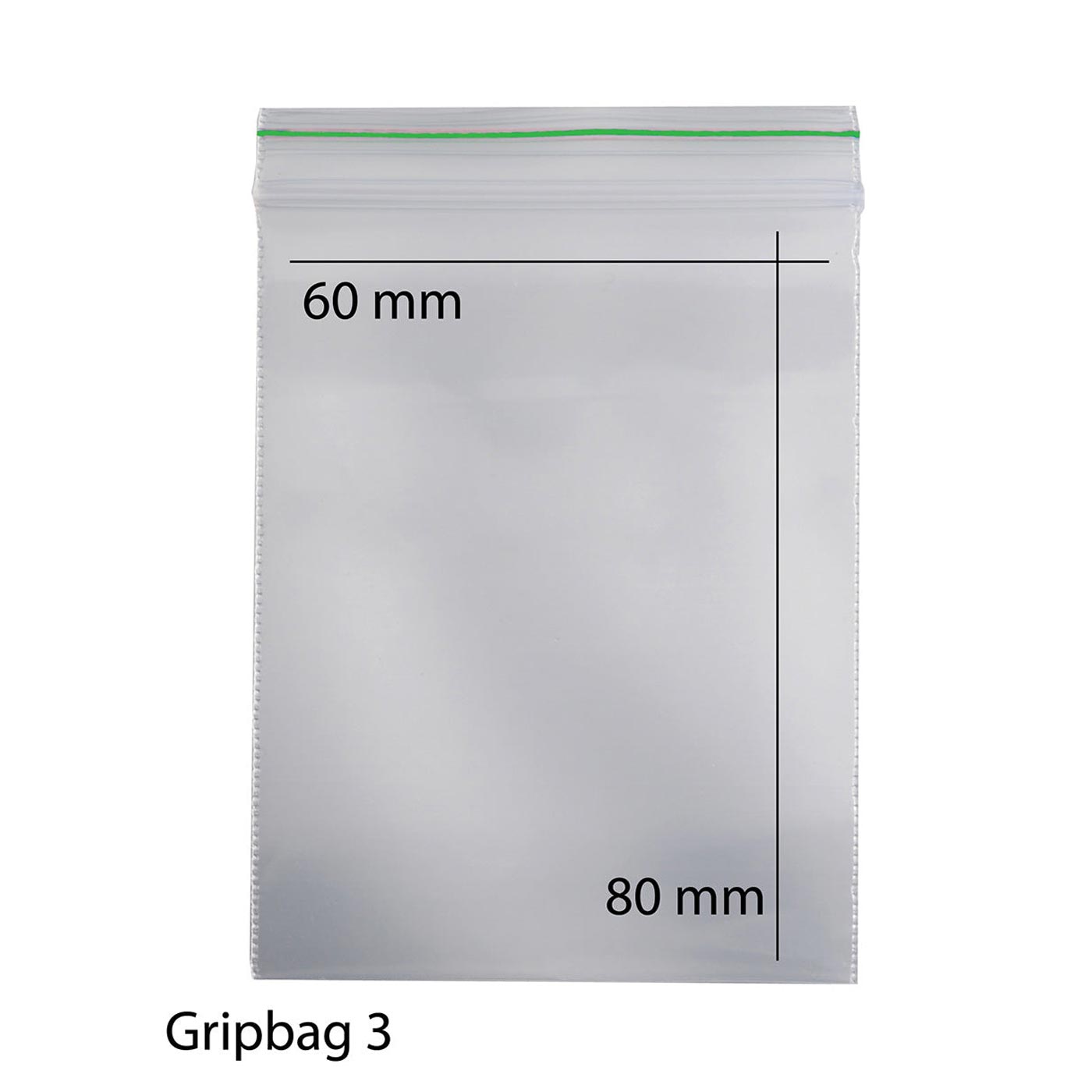 Zip Bag 60 x 80 x 0,05 mm Green Line 1000 Pcs