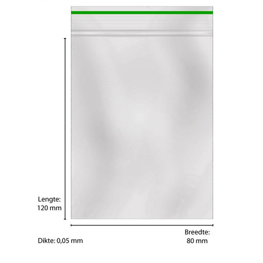 Zip Bag 80 x 120 x 0,05 mm Green Line 1000 Pcs