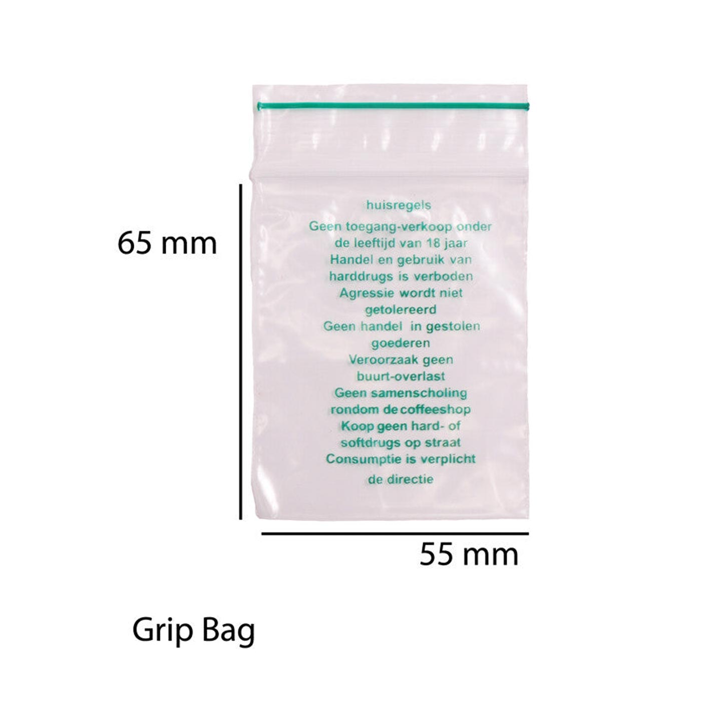 Zip Bag 55 x 65 x 0.07 mm Text 1000 Pcs