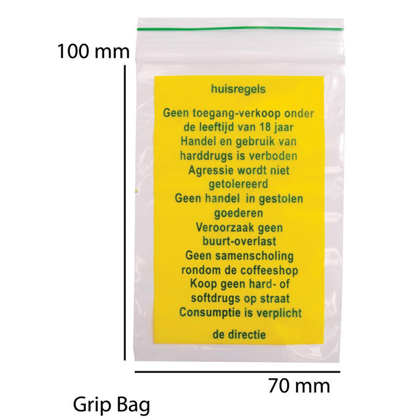 Zip Bag 70 x 100 x 0,07 mm Text 1000 Pcs