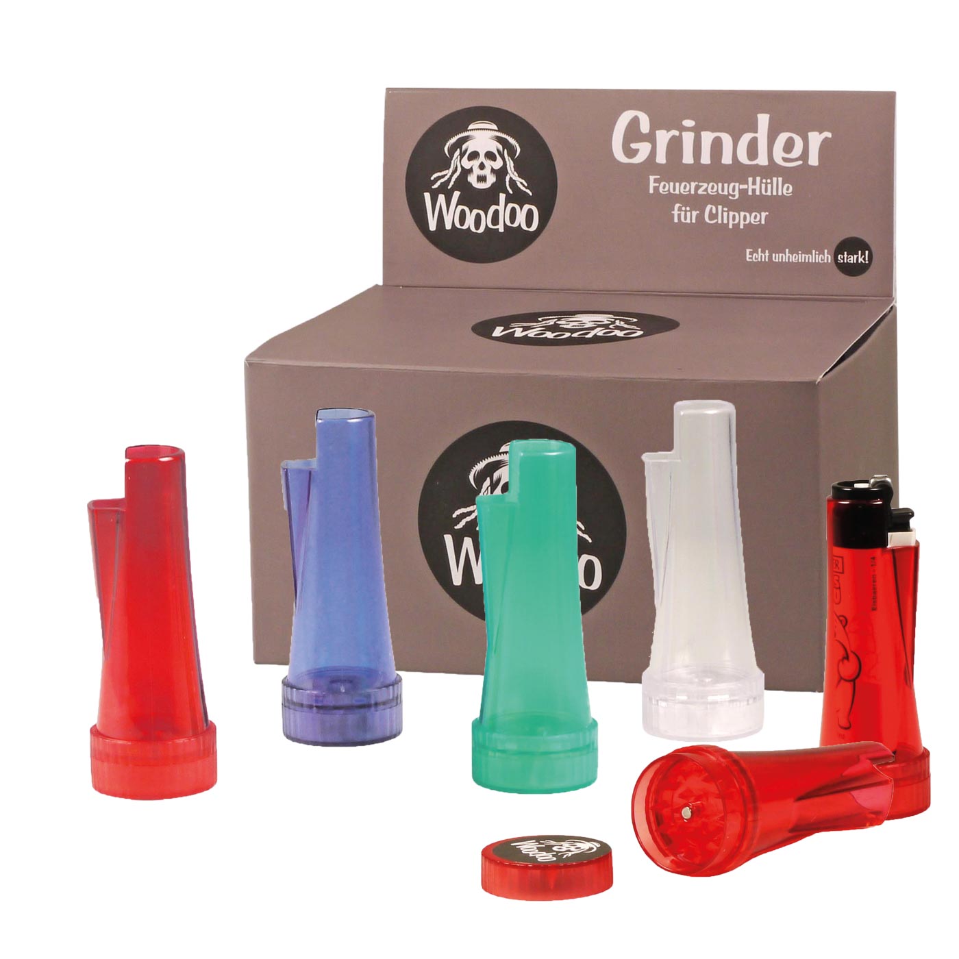 Display clipper round lighter holder and grinder 12 pcs