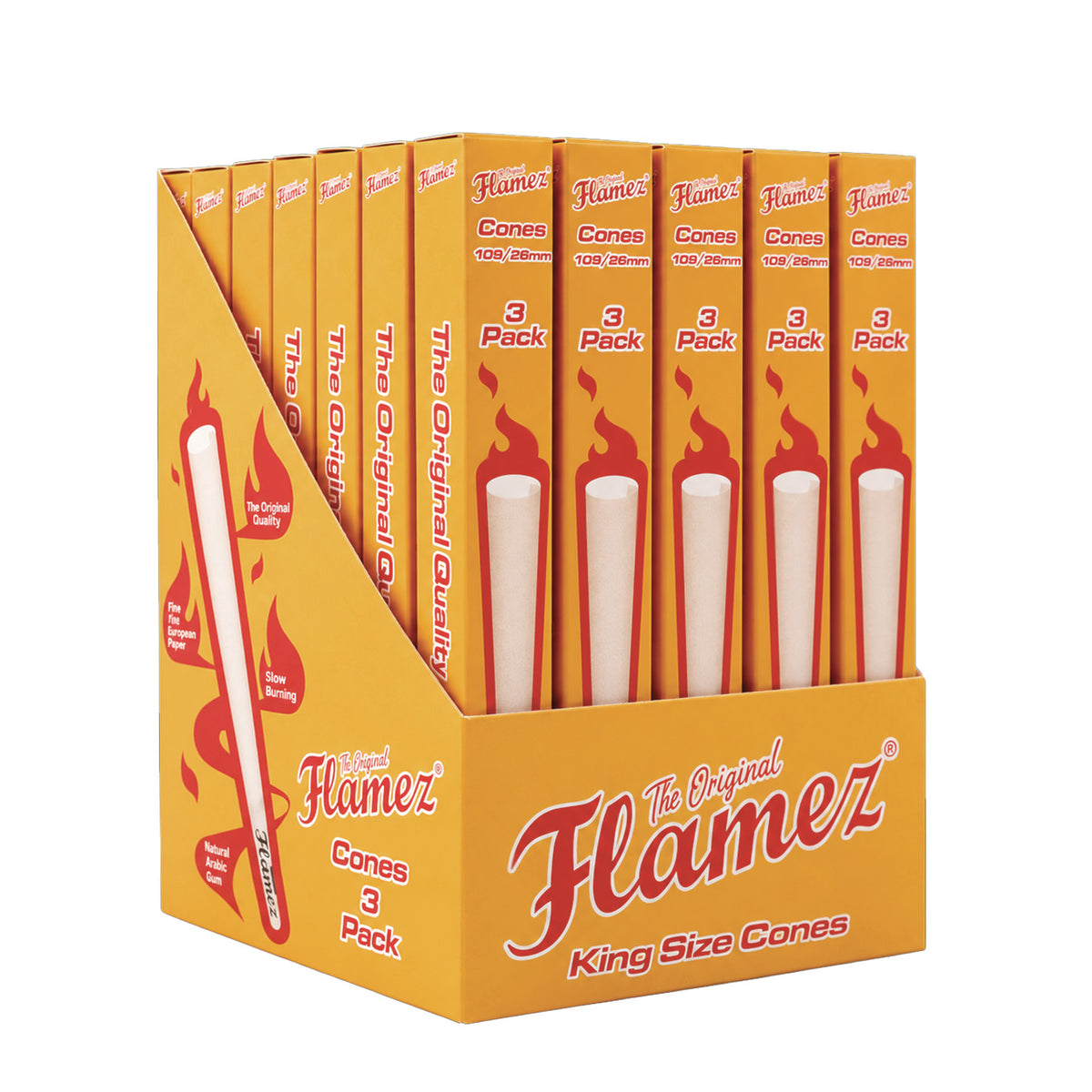 Display Flamez Cones King Size Bleached 109/26 mm 3-Pack 35 St.
