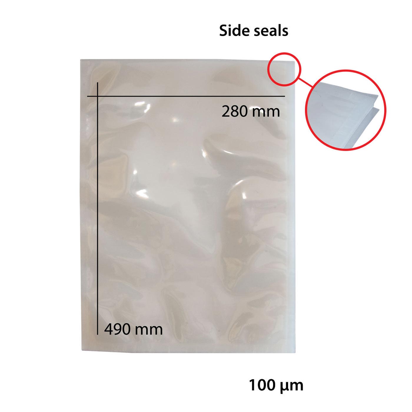 Vacuum Side-Seal Bag 280 x 490 mm 100 my 500 Pcs