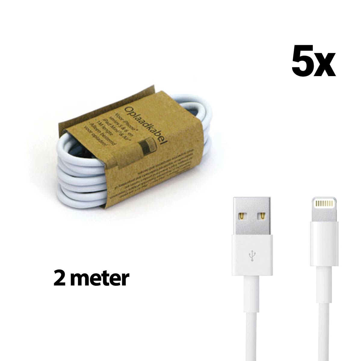 Grab 'N Go USB-A to Lightning Cable 2 m White 5 Pcs