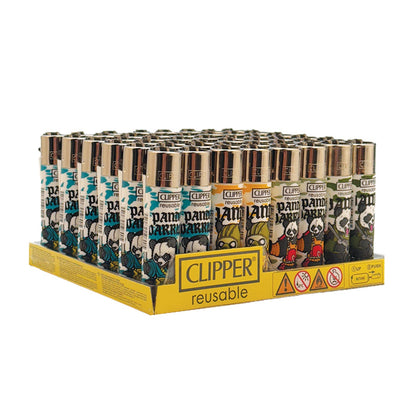 Display Clipper Classic Lighters Panda Warrior 48 Pcs