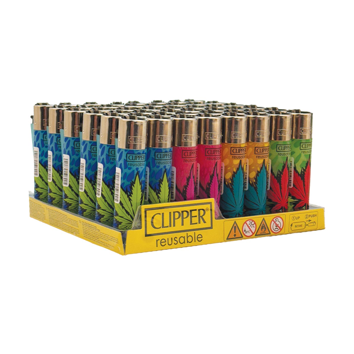 Display Clipper Classic Lighters Leaves 3 48 Pcs