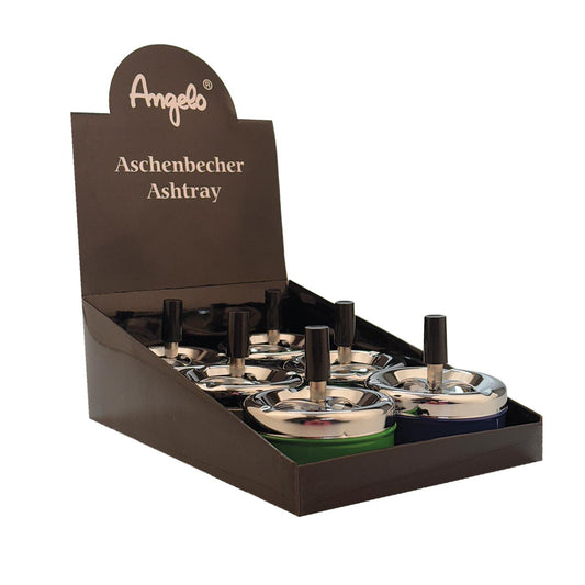Display Angelo spinning ashtray metal 4 colors 9,5 cm 6 pcs