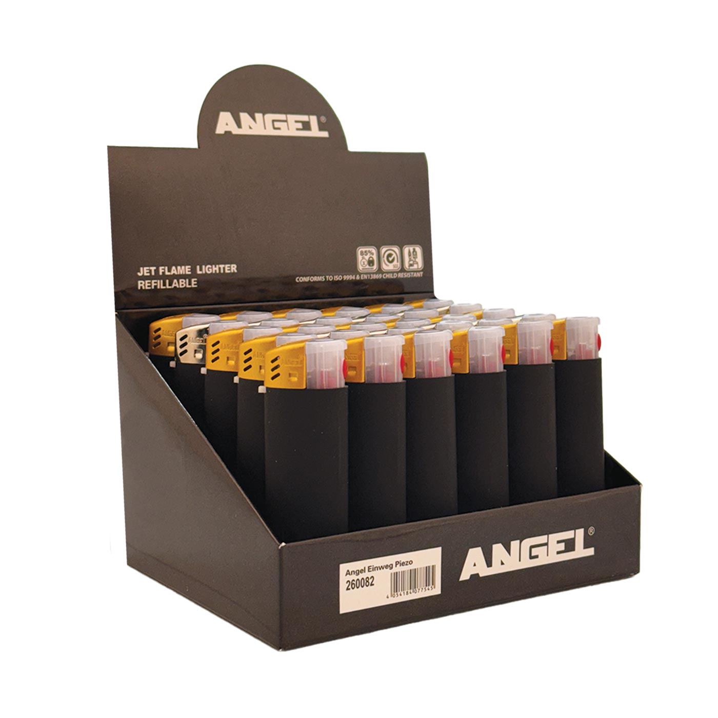 Display Angel lighter assorted colours LED refillable 30 pcs