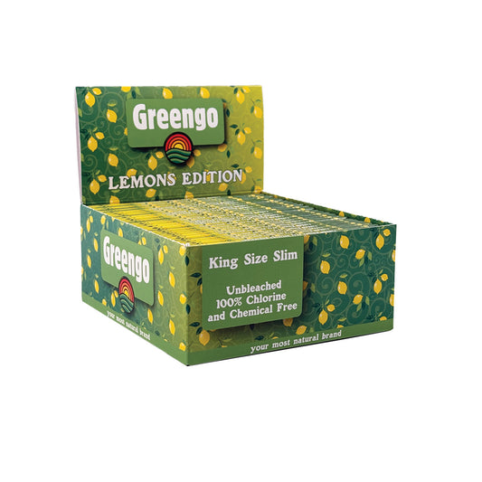 Display Greengo Lemon Edition Unbleached King Size Slim 50 pcs