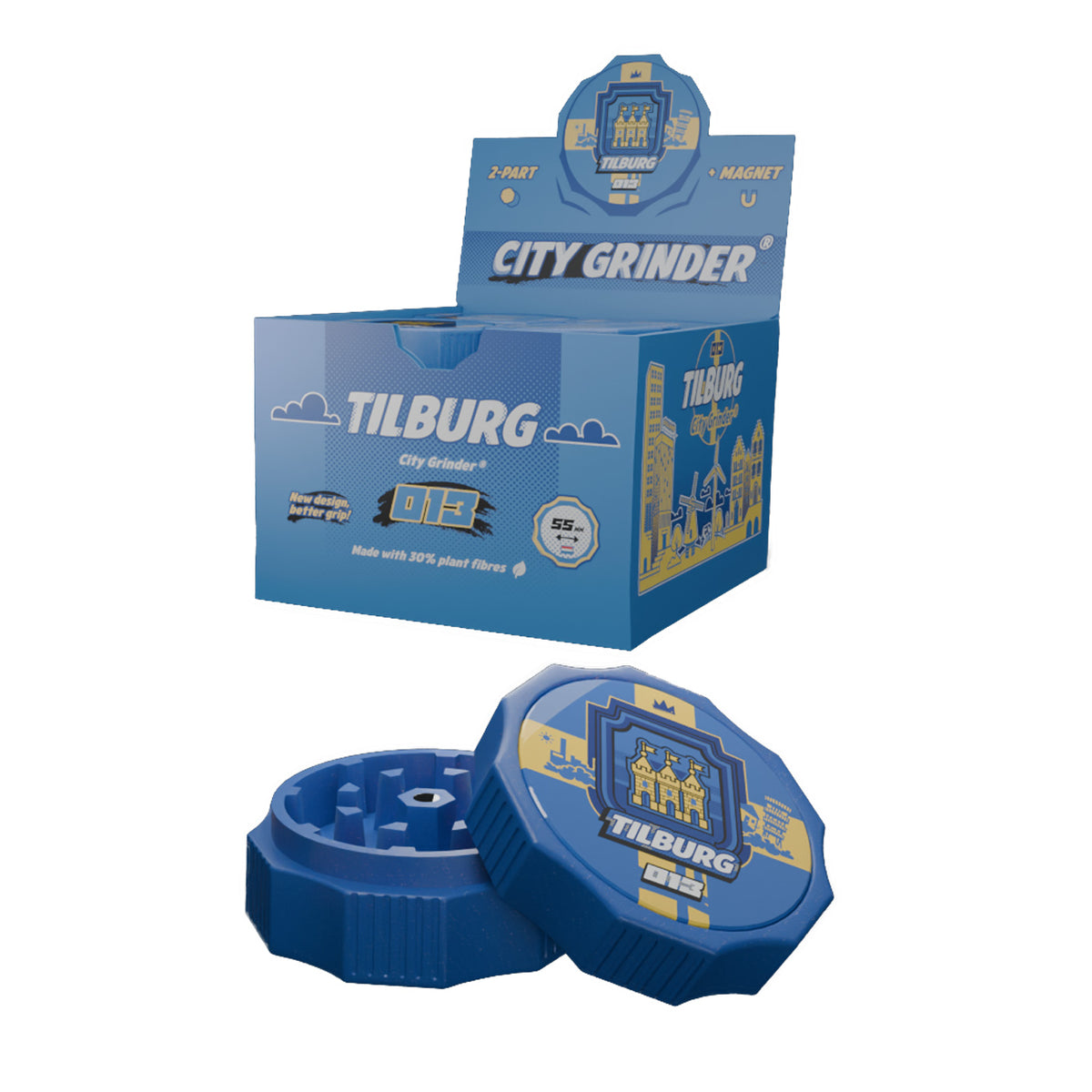Bio-degradable grinder + magnet 55mm Tilburg 12 pcs