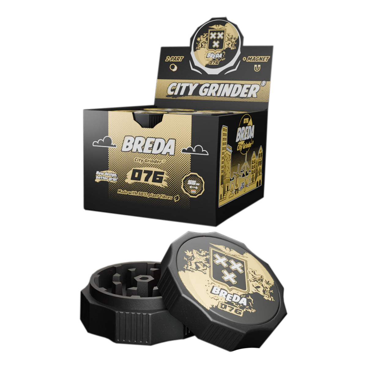 Bio-degradable grinder + magnet 55mm Breda 12 pcs