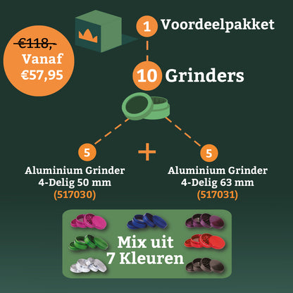 Voordeelpakket Aluminium Grinders 4-Delig Assorti 10 St.