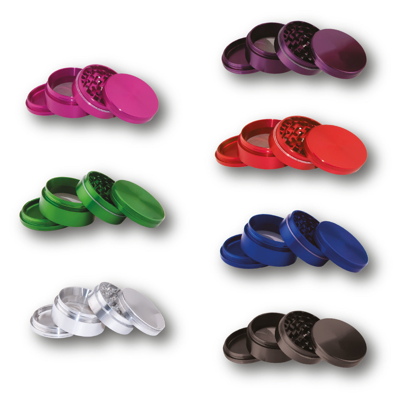 Voordeelpakket Aluminium Grinders 4-Delig Assorti 10 St.