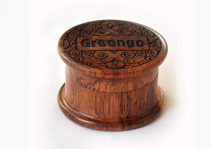 Wooden Metal Grinder Logo Carved 40 Mm 2 Parts